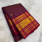 Zari kattam kamalam butta body on deep plum Kanchipuram pure silk saree — Idam Living