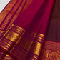 Magenta korvai sorgavasal peacock border on deep plum Kancheepuram pure silk saree — Idam Living
