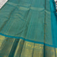 Deep Plum Handwoven Pure Silk Kancheepuram Korvai Saree with Turquoise Zari Border and Veldhari Lines