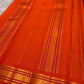 Deep Plum Handwoven Pure Silk Kanchipuram Saree with Orange Border Mayil Chakram Butta