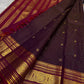 Deep Plum Purple Pure Silk Kanjivaram Zari Kattam Saree - zari grid close-up
