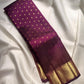 Deep Plum Purple Pure Silk Kanjivaram Butta saree with antique gold zari buttas