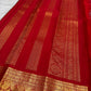 Deep Pomegranate Red Handwoven Pure Silk Kanjipuram Saree with Zari Kattam Checks and Rich Gold Peacock Border