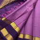 Soft Lilac pure silk Kanjipuram saree — deep purple border