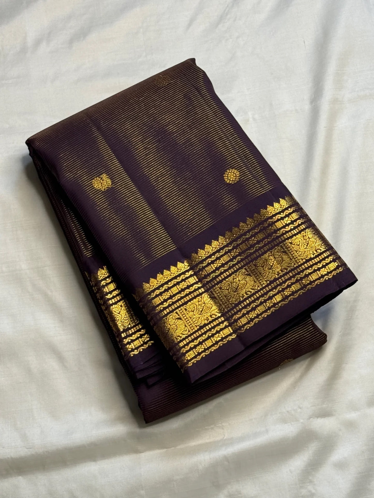 Kanchana Brown-Purple Vairaoosi Kanjivaram Silk Saree with Zari Border