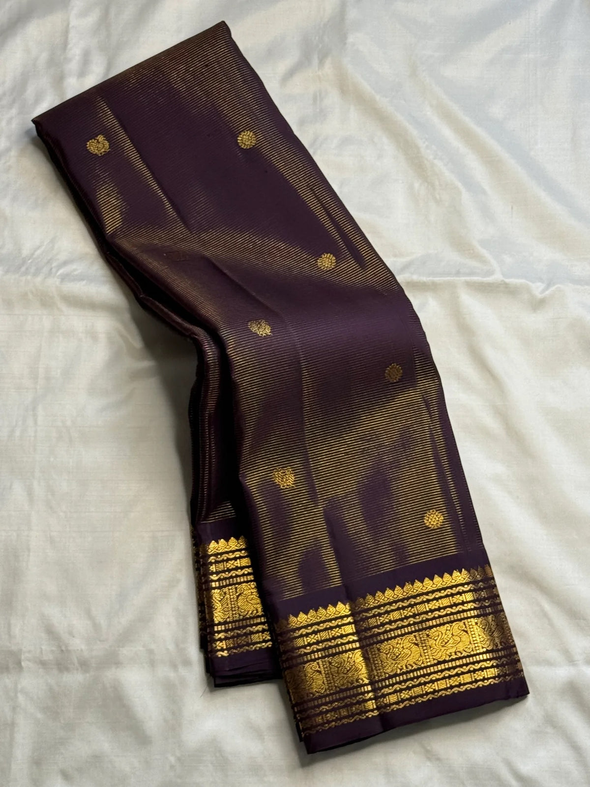 Kanchana Brown-Purple Vairaoosi Kanjivaram Silk Saree with Zari Border