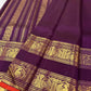 Full view of the deep purple handwoven Pure Silk Kanchipuram Rettapet saree