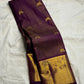 Royal Violet Handwoven Pure Silk Kanjeevaram Vairaoosi Saree with Gold Zari Buttas