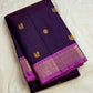 Deep purple Kanchipuram pure silk with petite gold zari buttas