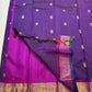 Forest green selvedge and gold zari border on deep purple Kanjivaram Kanchipuram silk saree — Idam Living