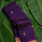 Deep purple handwoven Kanjivaram pure silk saree with mayil butta in gold zari and magenta korvai border — Idam Living