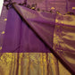 Royal Violet Handwoven Pure Silk Kanjeevaram Vairaoosi Saree with Gold Zari Buttas