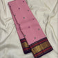 Deep Purple Korvai border with peacock motifs in antique gold zari