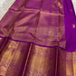 Deep purple pure Kanjivaram silk saree with traditional mayil butta