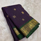 Deep Purple Pure Silk Kanchipuram Kai Korvai saree with Forest Green border