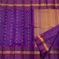Crimson and teal pattupet border in gold zari on deep purple pure silk Kanchipuram saree — Idam Living