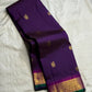 Rich gold zari vanasringaram pallu on deep purple handwoven Kanchipuram pure silk saree — Idam Living