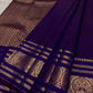Radiant Neelam Blue pure silk Kanchipuram Varisaipet saree, ornate seer pallu unfolded.