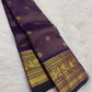 Purple Lightweight Kanjivaram saree with peacock zari border