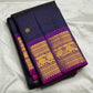 Royal blue and magenta Rettapet Kanchipuram silk saree with dense gold zari Kamalam butta — overview