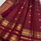 Deep Raspberry Maroon pure silk Kanjivaram Varisaipet saree with antique-gold zari checks and traditional motifs.
