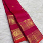 Deep Raspberry Pink Handwoven Pure Silk Kanchipuram Saree with Rettapet Mayil Zari Border