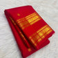 Deep raspberry pink Kanchipuram silk saree with Rettapet border, full view