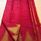 Deep Raspberry Pinkish Red Pure Silk Kanjeevaram Ettukol Saree - draped hero view