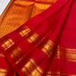 Deep raspberry pink pure silk Kanjipuram Rettapet saree, draped front view