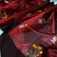 Deep red Chanderi saree with floral buttas
