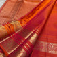 Kanchipattu silk saree in vermilion red with gold border Mayil Butta weave traditional zari detail