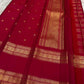Deep red Kanjipuram pure silk saree with Rettapet weave and zari stripes — Idam Living