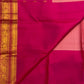 Lotus rose and rani pink butta pure silk Kanjeevaram saree with gold elephant border – view 2