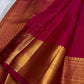 Thick Varisaipet gold zari border on deep rose red Kanchipuram saree