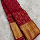 Dense gold Varisaipet pallu on deep rose red Zari Kattam Kanchipuram saree