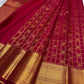 Deep rose red handwoven pure silk Kanchipuram saree with Zari Kattam Gandaberunda Butta and Varisaipet border — Idam Living