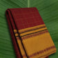Deep sindoor crimson Kanchipuram silk saree with no zari silk thread woven rettapet border