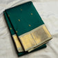 Deep Teal Green Korvai Kanjivaram silk saree full view