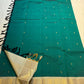 Deep Teal zari butta Korvai Kanjivaram saree detail