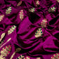Deep Vadamalli purple handloom Pattu Silk Chanderi saree with gold woven motifs and green magenta accents
