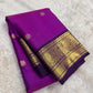 Deep violet border pure Kanchipuram silk saree – front display
