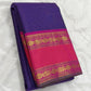 Deep Violet and Hot Pink Handwoven Pure Silk Kanjeevaram Saree with Rettapet Border