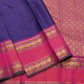 Deep Violet and Hot Pink Handwoven Pure Silk Kanjeevaram Saree with Rettapet Border