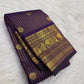 Deep violet Vairaoosi Kanchipuram saree with standing Yazhi border