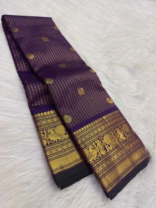 Deep purple Vairaoosi Kancheepuram vintage silk saree