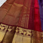 Close view of handwoven Yazhi zari border with broad gold field beside Deep Violet Vaira silk.