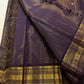 Deepest Black Kanchipuram Saree — pallu detail with gold zari peacock motifs