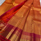 Exceptionally broad Vadamalli magenta Ettukol border with elongated gold geometry