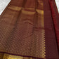 Pure Kanjivaram silk saree with wine maroon edge and green selvedge