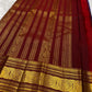 full pallu view of maroon zari woven design with bold medallion rows on kanchipuram silk saree shipped from New Jersey USA